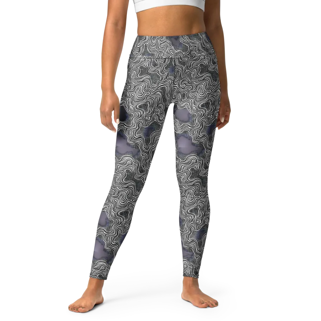Sinuous Static on Yoga Leggings — Front
