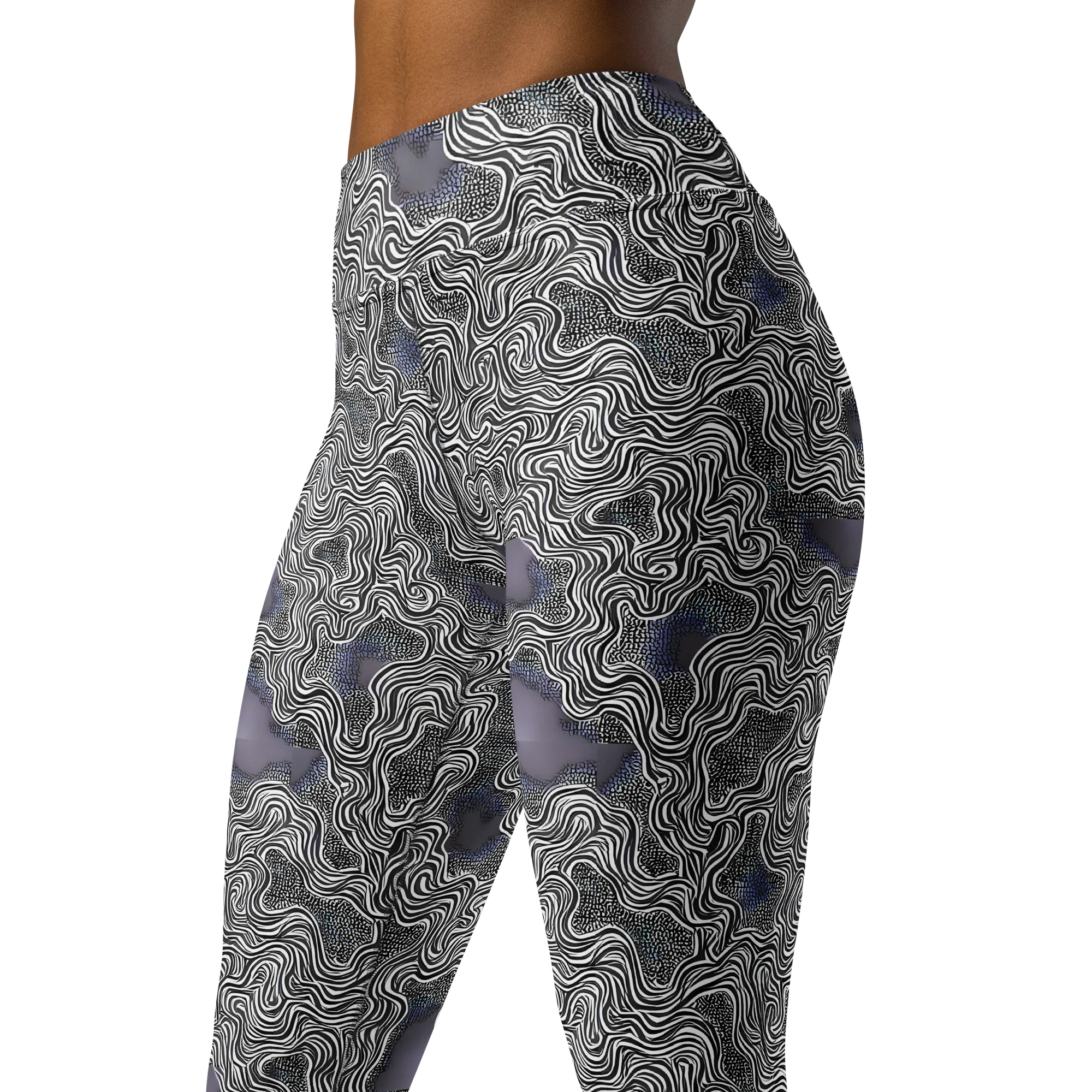 Sinuous Static on Yoga Leggings — Left Front