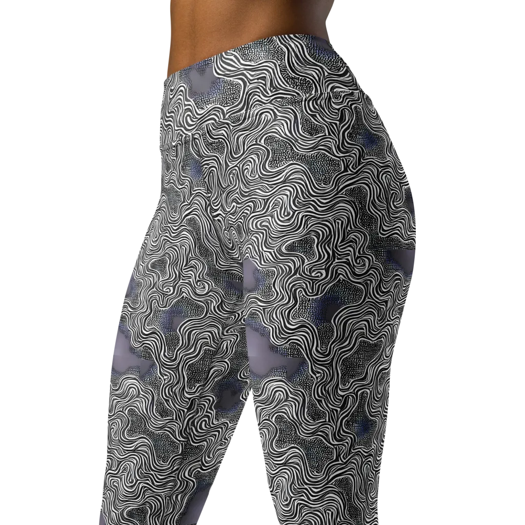 Sinuous Static on Yoga Leggings — Left Front