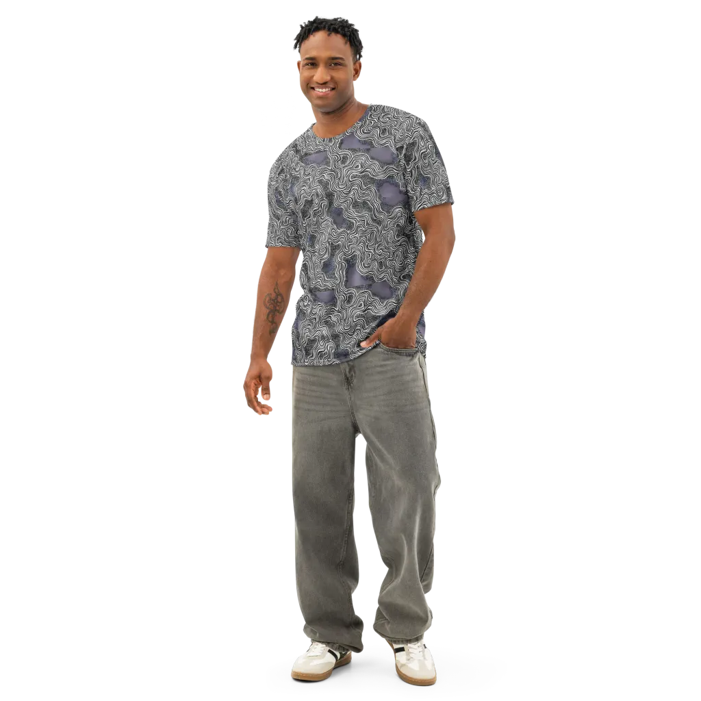 Sinuous Static on Men's Cotton Crew Neck T-Shirt — Front