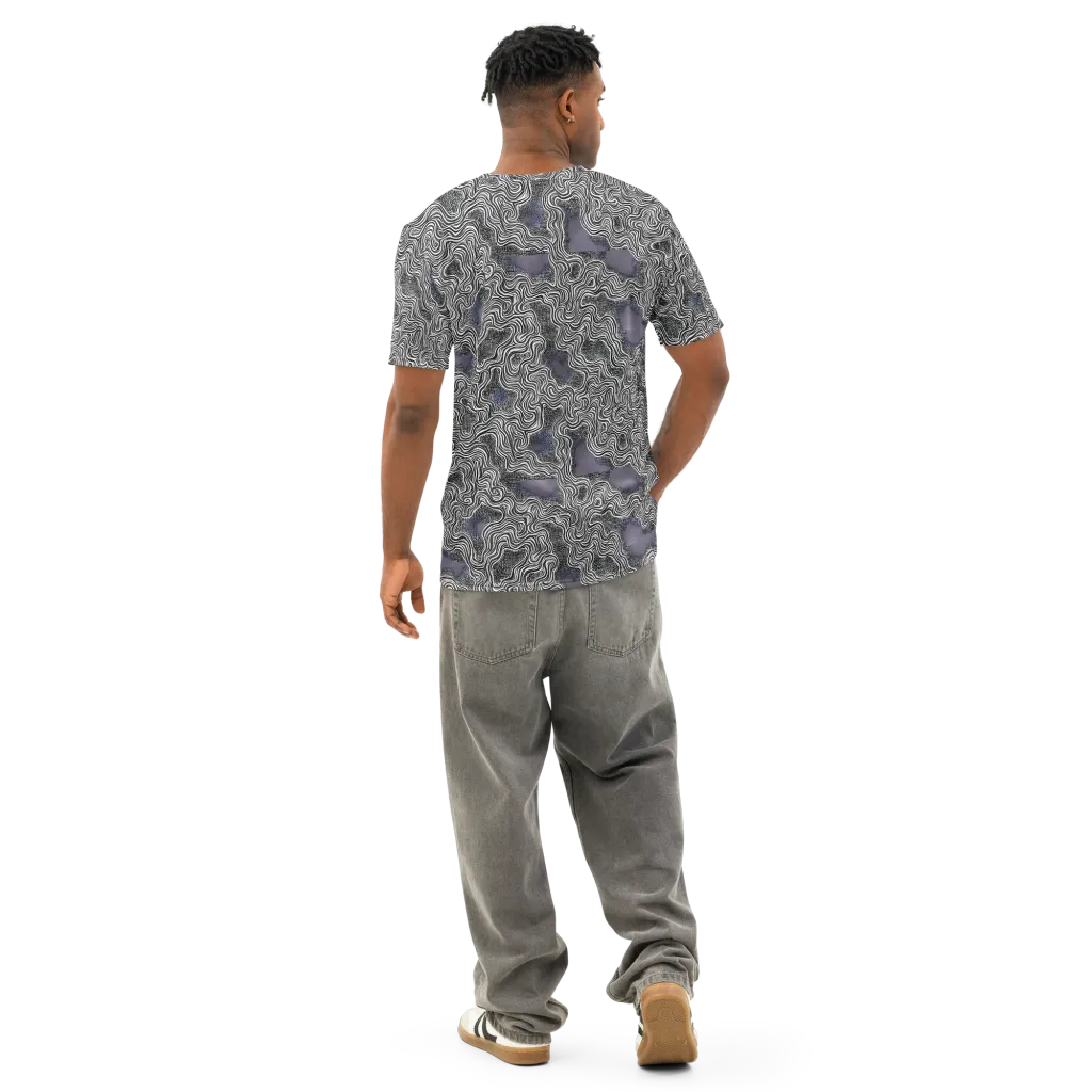 Sinuous Static on Men's Cotton Crew Neck T-Shirt — Back