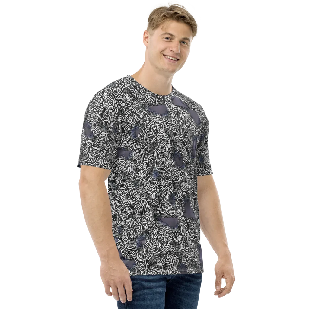 Sinuous Static on Men's Crew Neck T-Shirt — Right