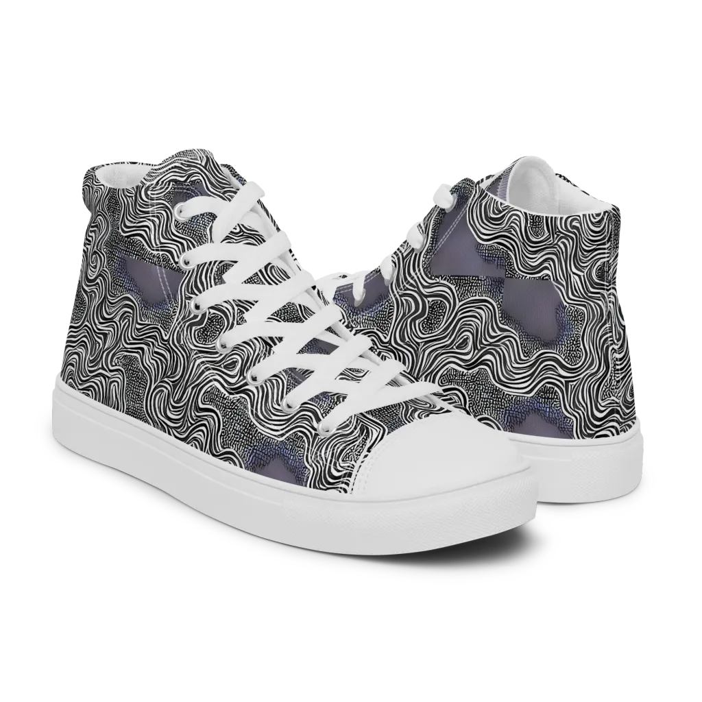 Sinuous Static on Men's High Top Canvas Shoes — Right