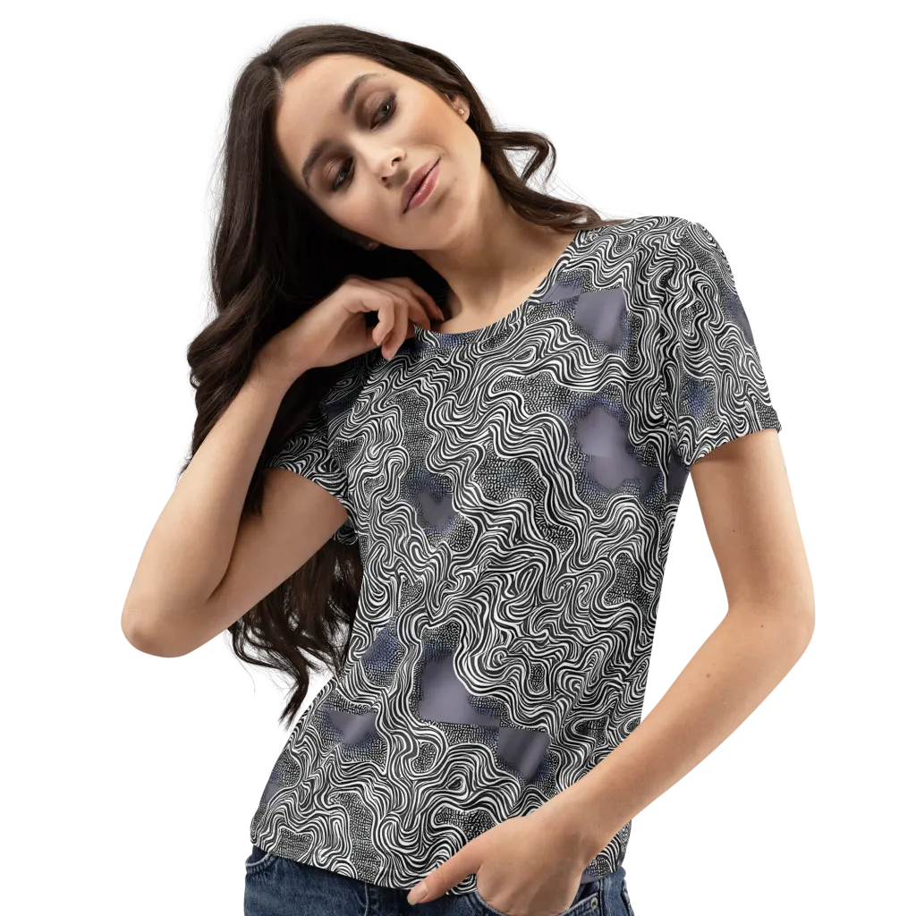 Sinuous Static on Women's Crew Neck T-Shirt — Left Front