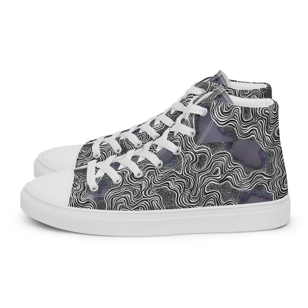 Sinuous Static on Women's High Top Canvas Shoes — Left