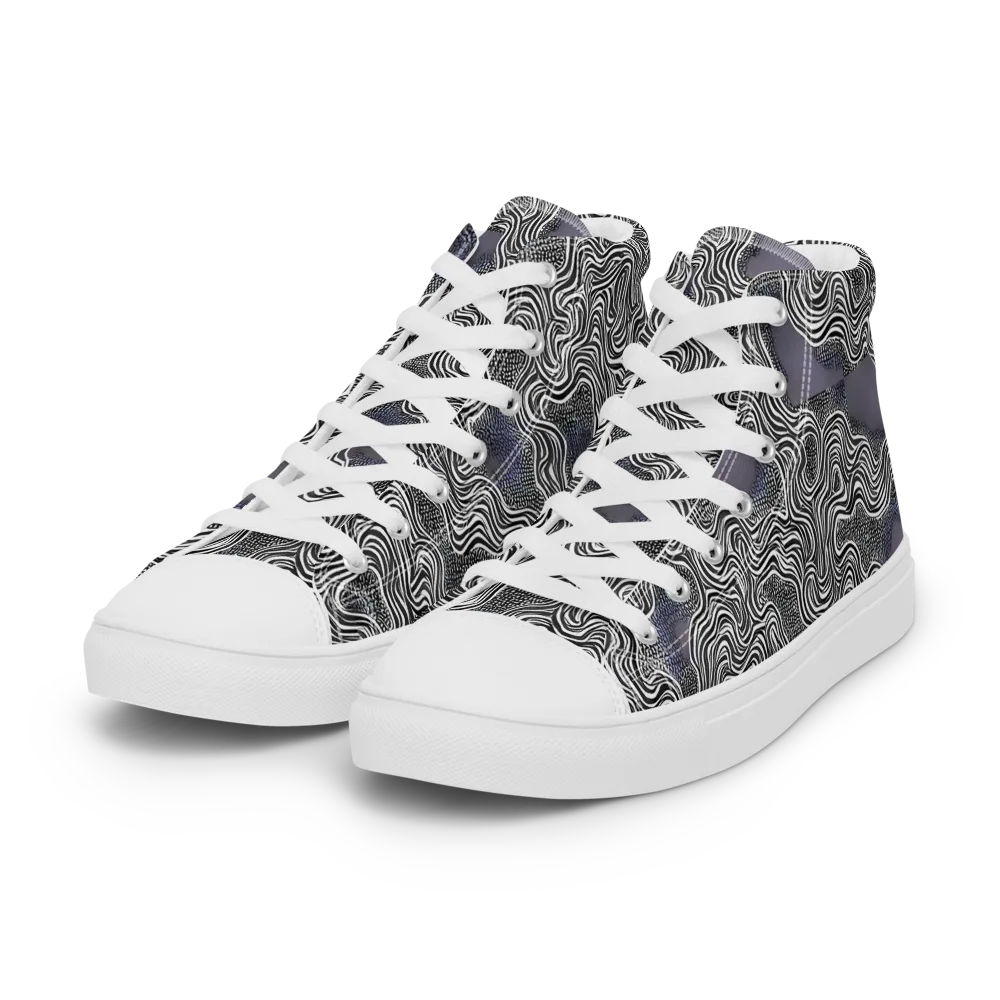 Sinuous Static on Women's High Top Canvas Shoes — Left Front
