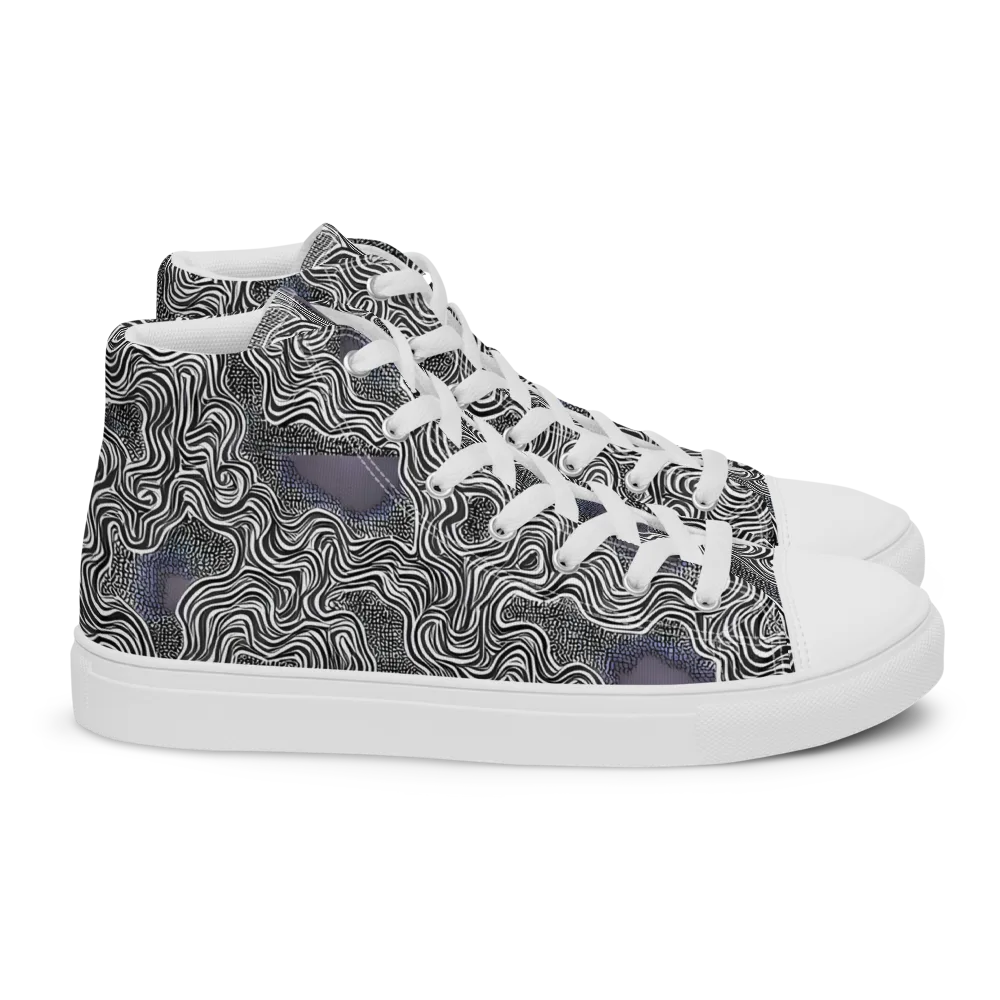 Sinuous Static on Women's High Top Canvas Shoes — Right