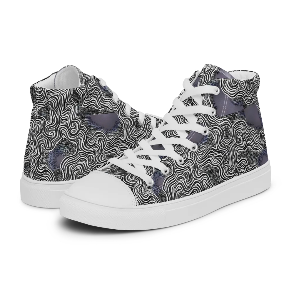 Sinuous Static on Women's High Top Canvas Shoes — Left