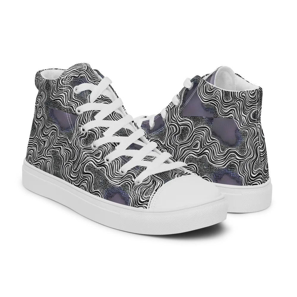 Sinuous Static on Women's High Top Canvas Shoes — Right