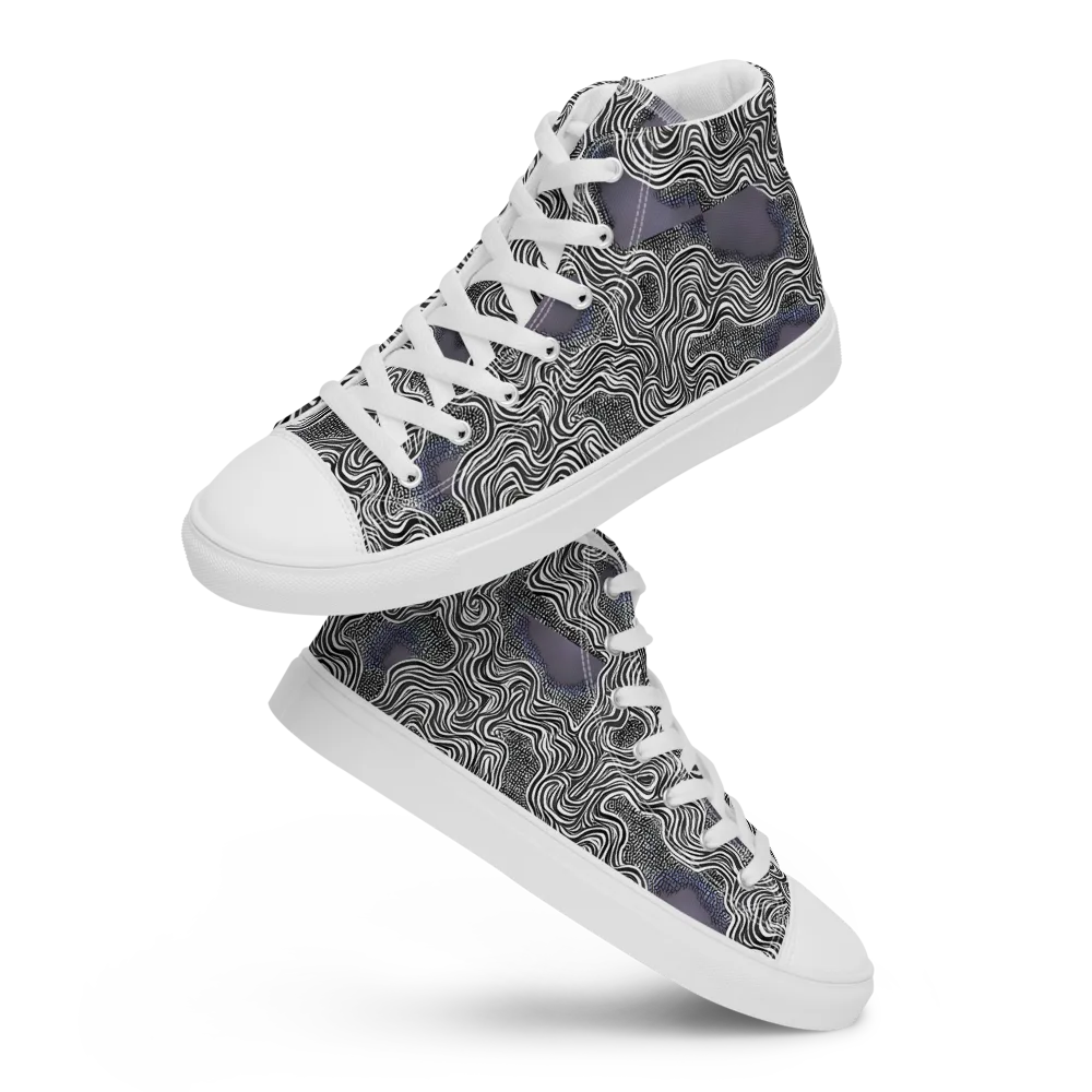 Sinuous Static on Women's High Top Canvas Shoes — Front