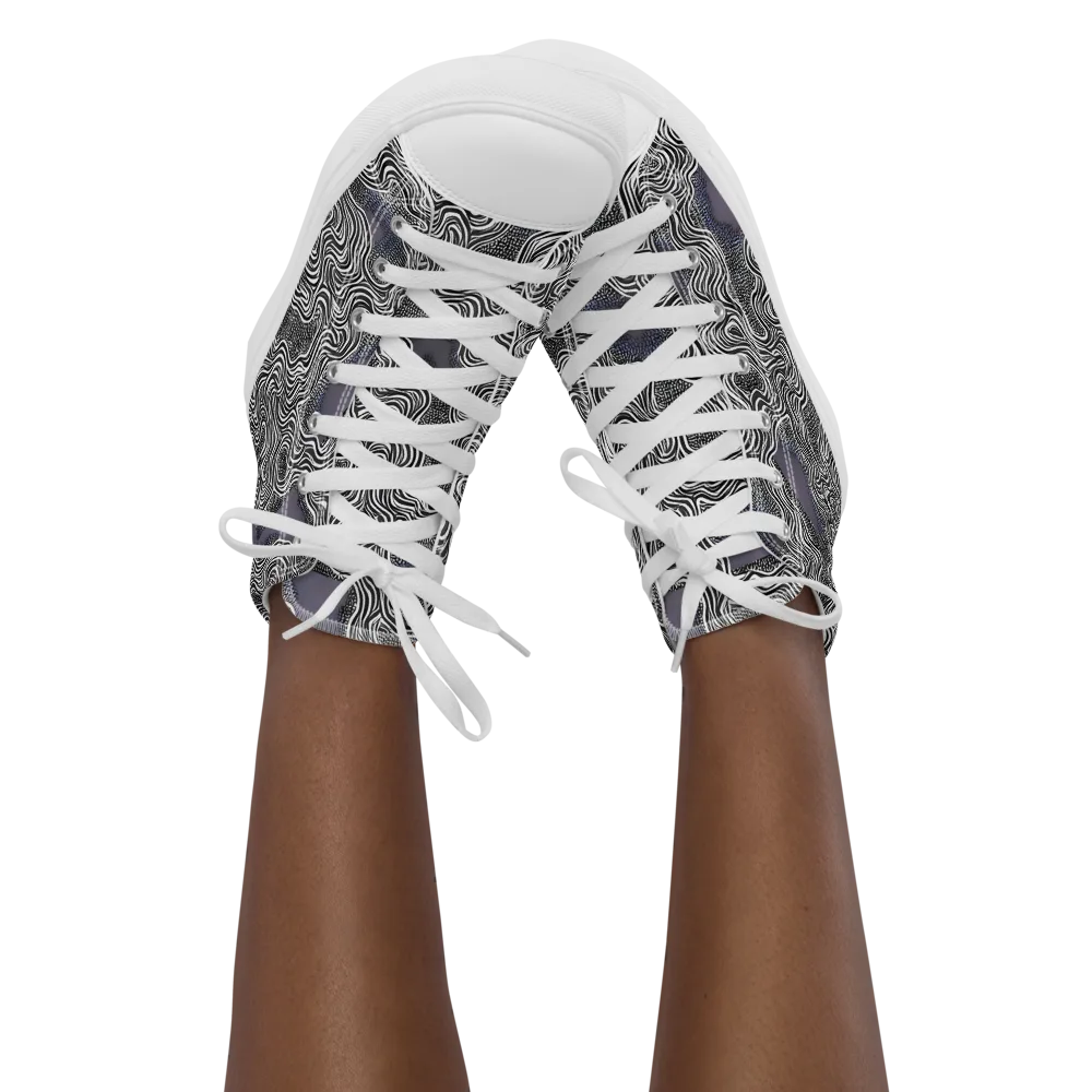 Sinuous Static on Women's High Top Canvas Shoes — Front