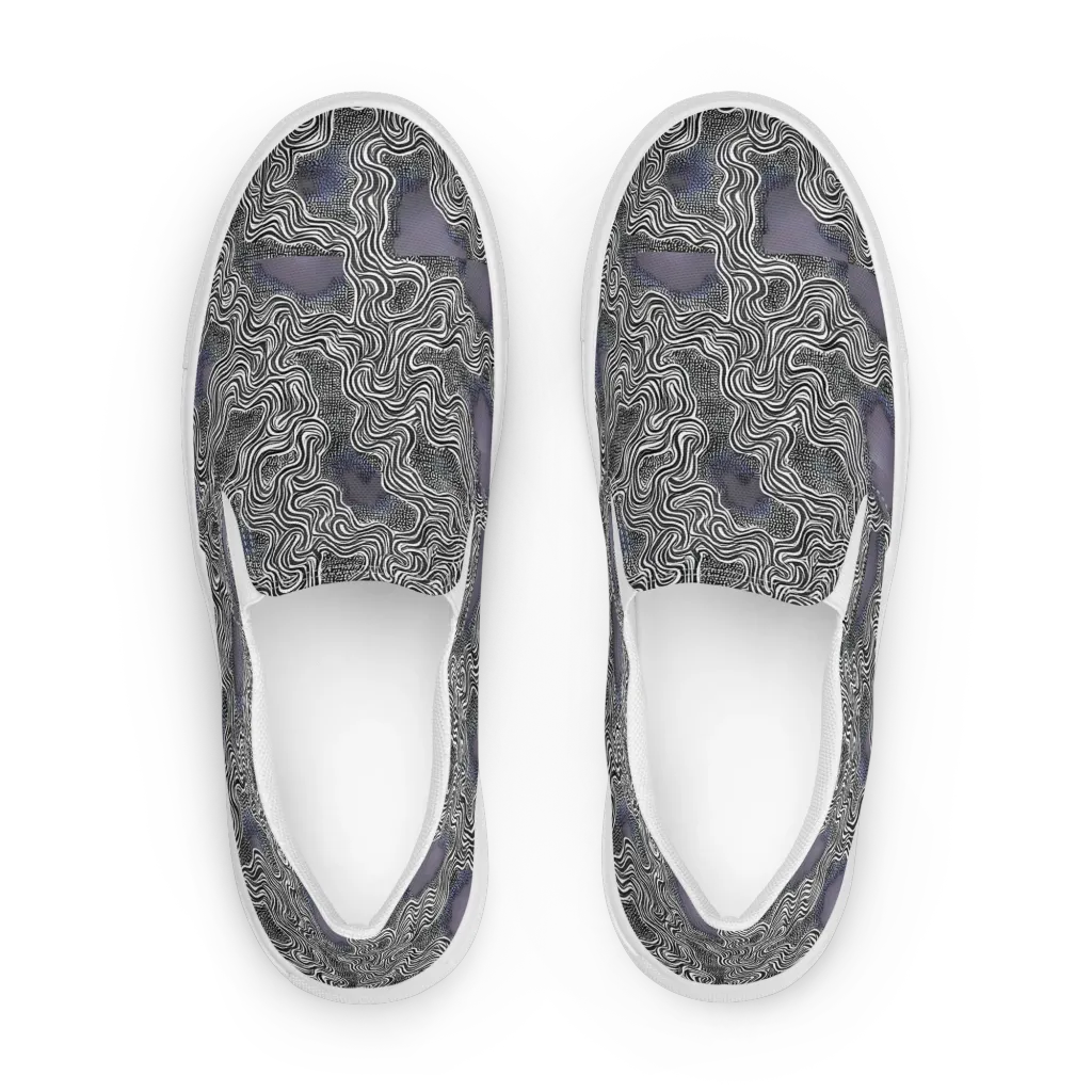 Sinuous Static on Men's Slip-On Canvas Shoes — Front
