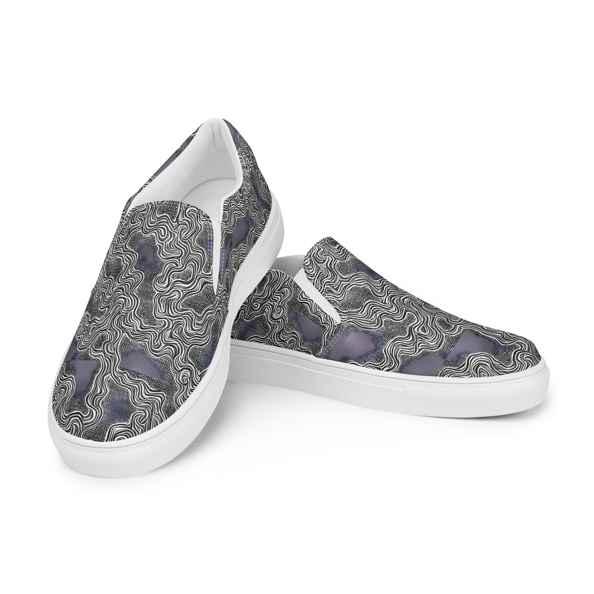Sinuous Static on Men's Slip-On Canvas Shoes — Left Front