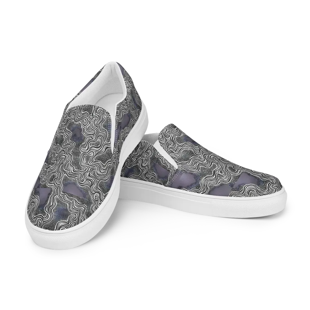 Sinuous Static on Men's Slip-On Canvas Shoes — Left Front