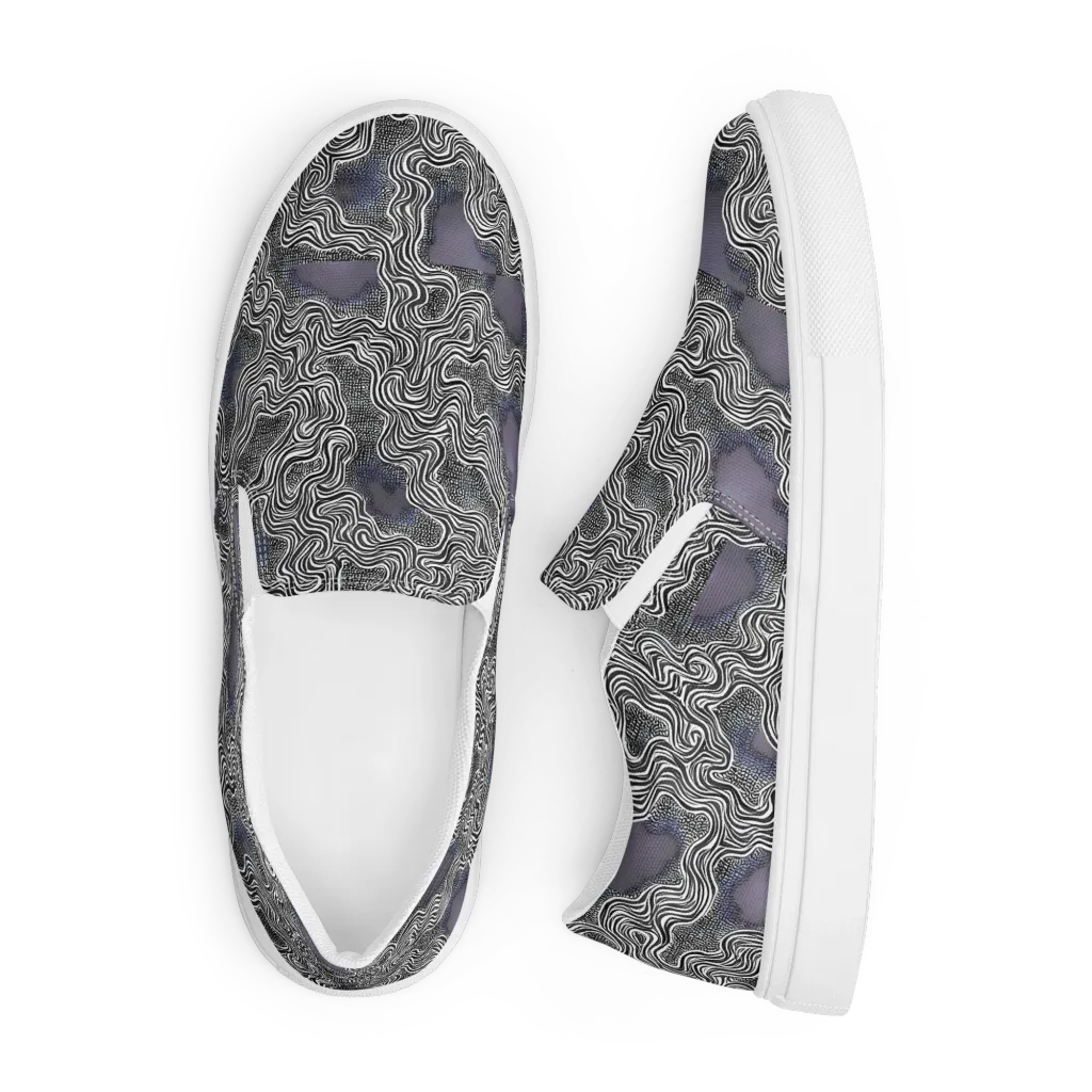 Sinuous Static on Men's Slip-On Canvas Shoes — Front