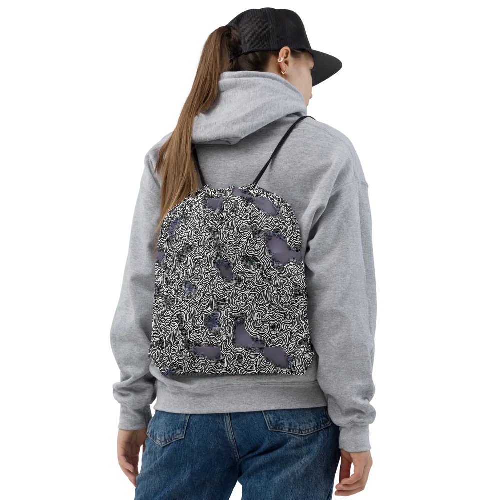 Sinuous Static on Drawstring Bag — Front