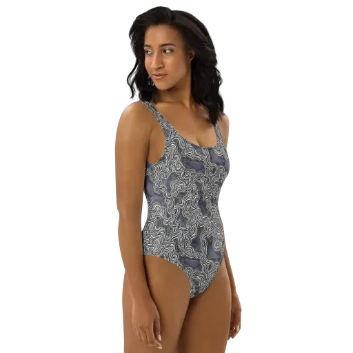 Sinuous Static on a One-Piece Swimsuit