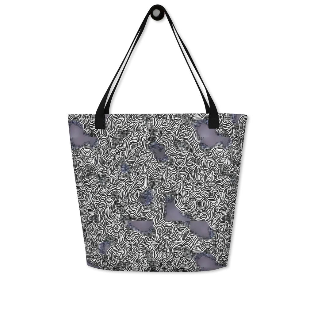 Sinuous Static on Large Tote Bag W/ Pocket — Front