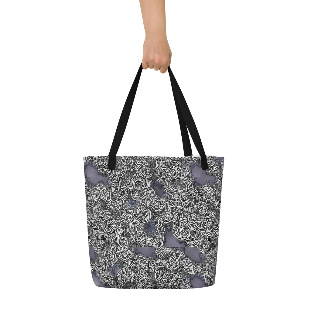 Sinuous Static on Large Tote Bag W/ Pocket — Front