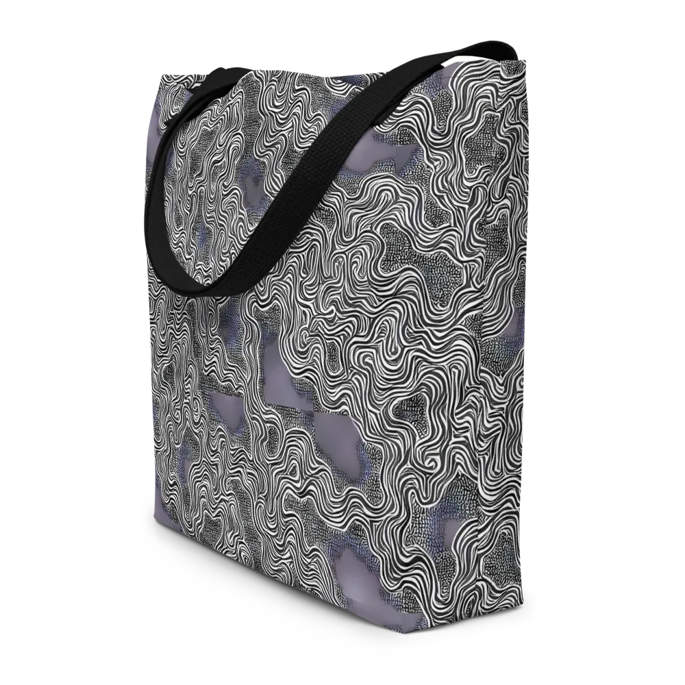 Sinuous Static on Large Tote Bag W/ Pocket — Front