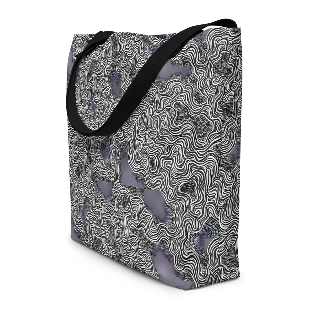Sinuous Static on Large Tote Bag W/ Pocket — Front