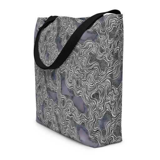 Sinuous Static on a Large Tote Bag W/ Pocket