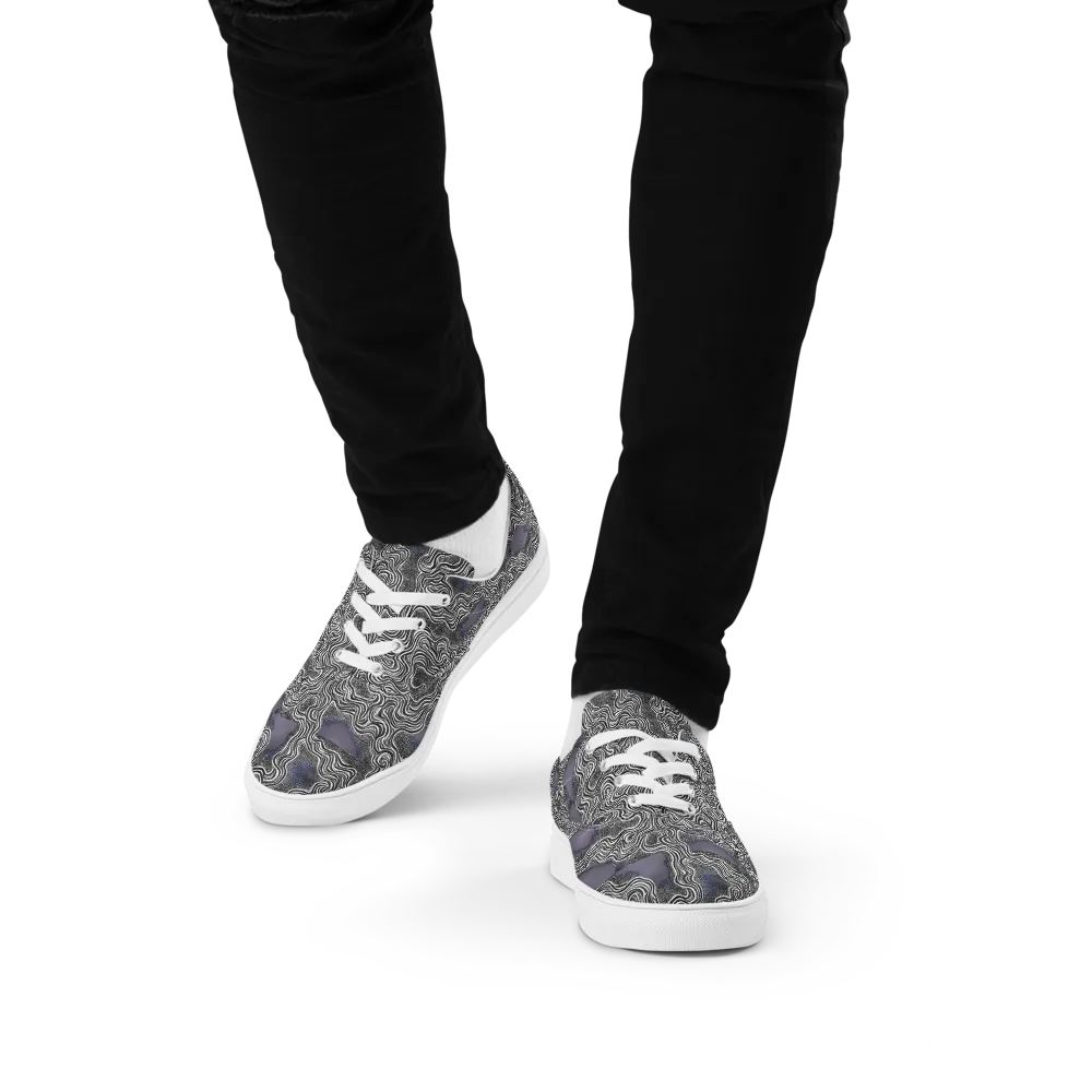 Sinuous Static on Men's Lace-Up Canvas Shoes — Front