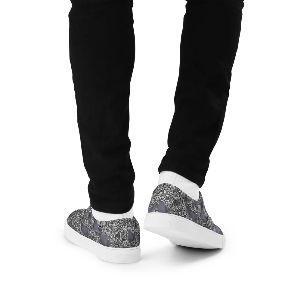Sinuous Static on Men's Lace-Up Canvas Shoes — Back