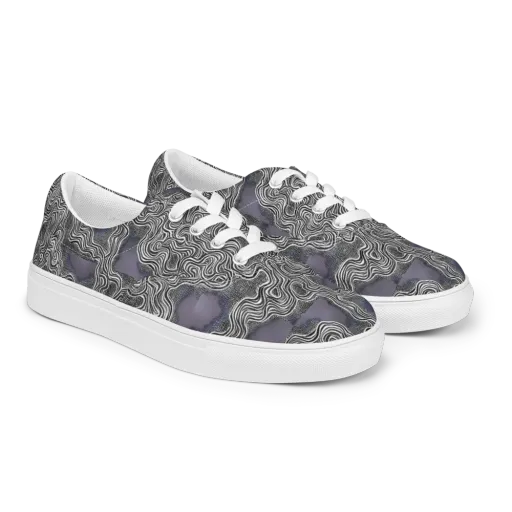Sinuous Static on a Men's Lace-Up Canvas Shoes