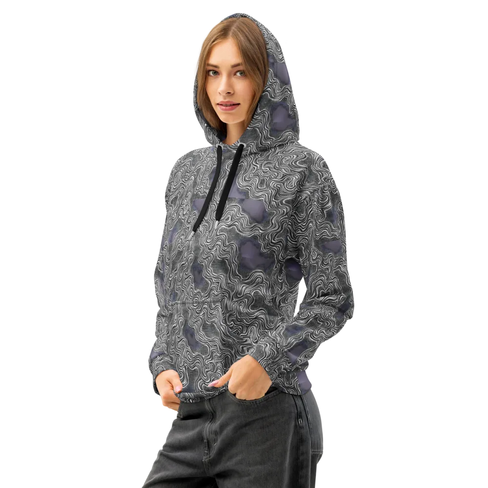Sinuous Static on Cotton Hoodie — Left Front