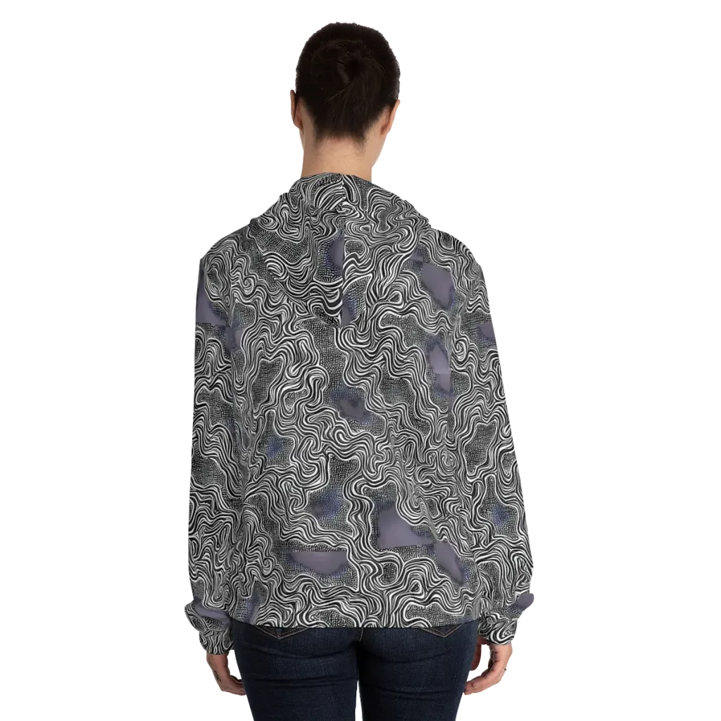 Sinuous Static on Women's Full-Zip Hoodie — Back On Person