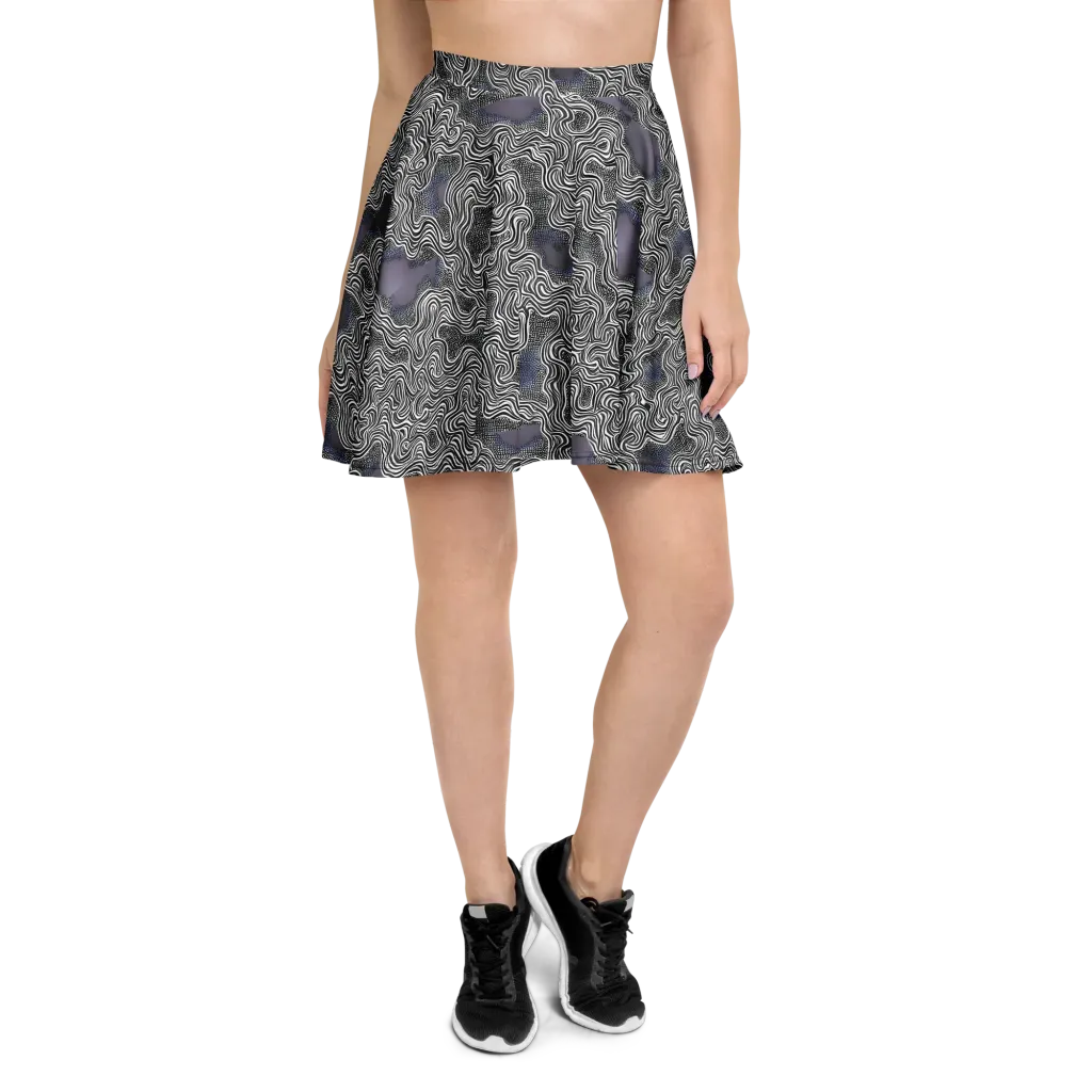 Sinuous Static on Skater Skirt — Front
