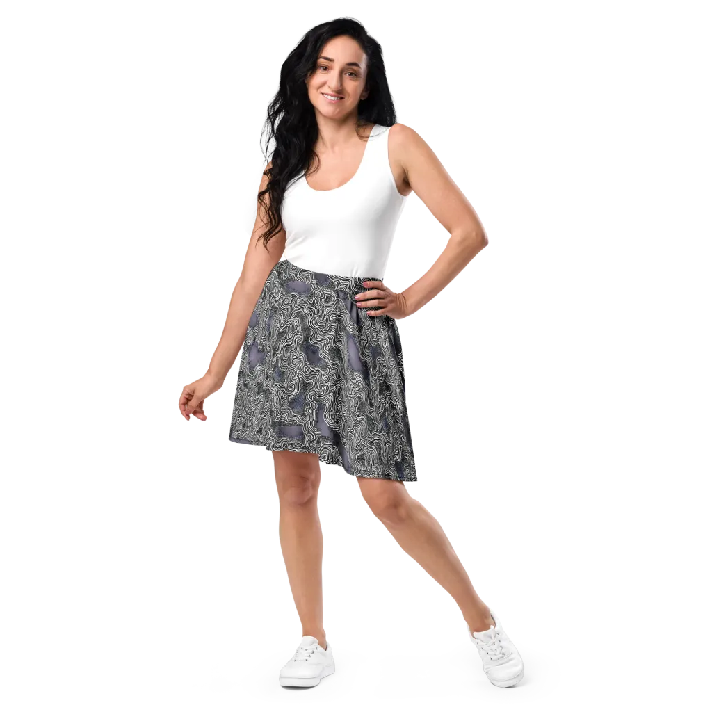 Sinuous Static on Skater Skirt — Front