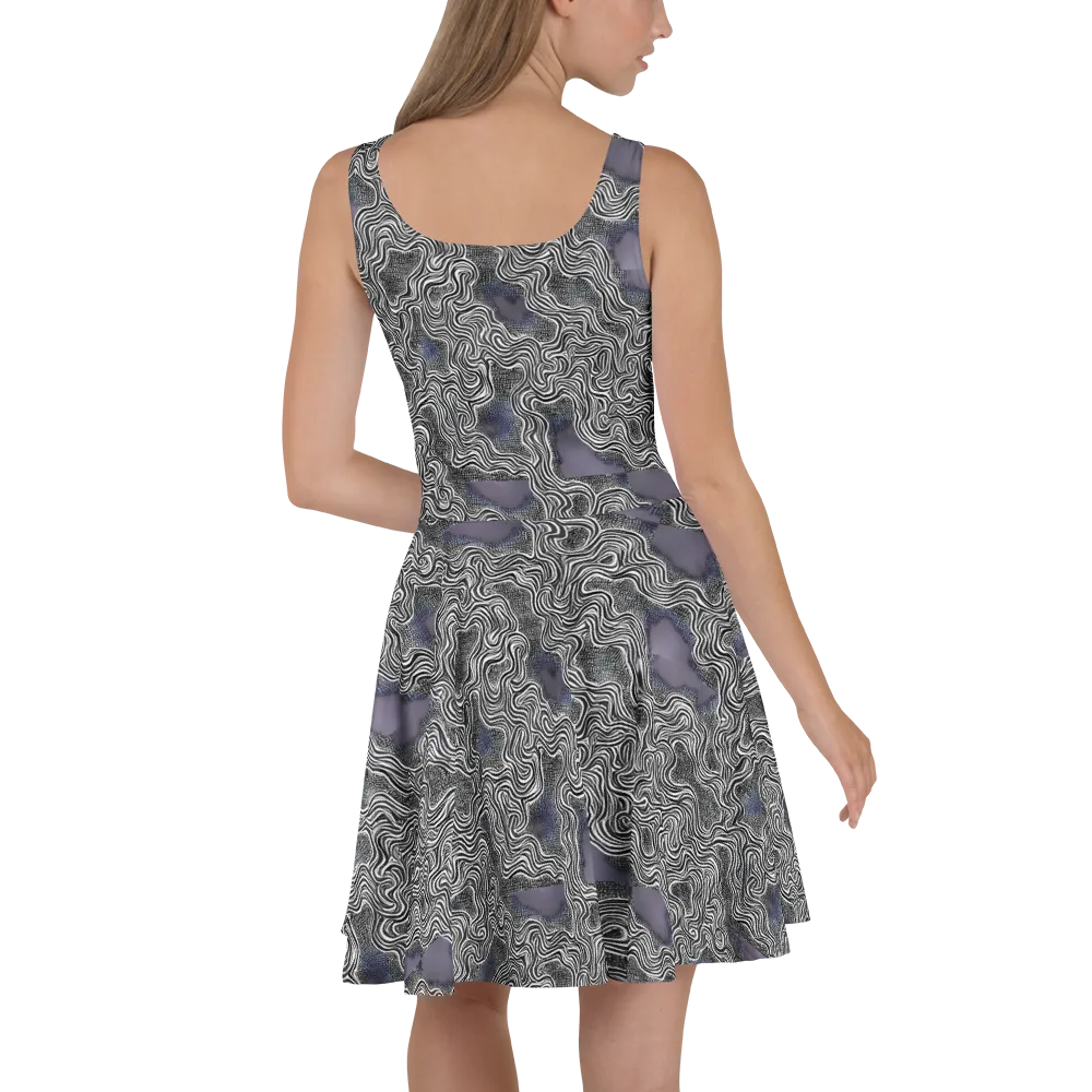 Sinuous Static on Skater Dress — Back