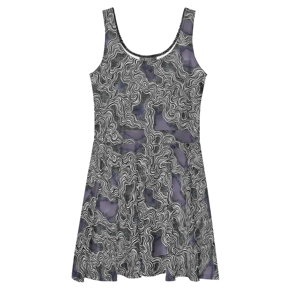 Sinuous Static on Skater Dress — Front
