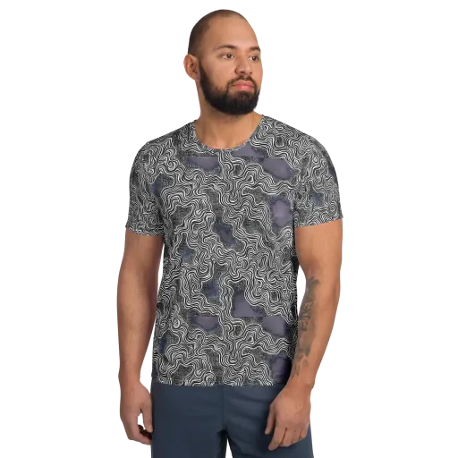 Sinuous Static on a Men's Athletic T-Shirt