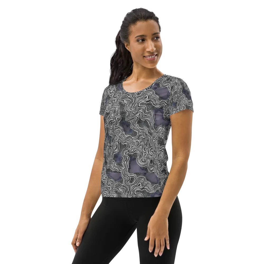 Sinuous Static on Women's Athletic T-Shirt — Left