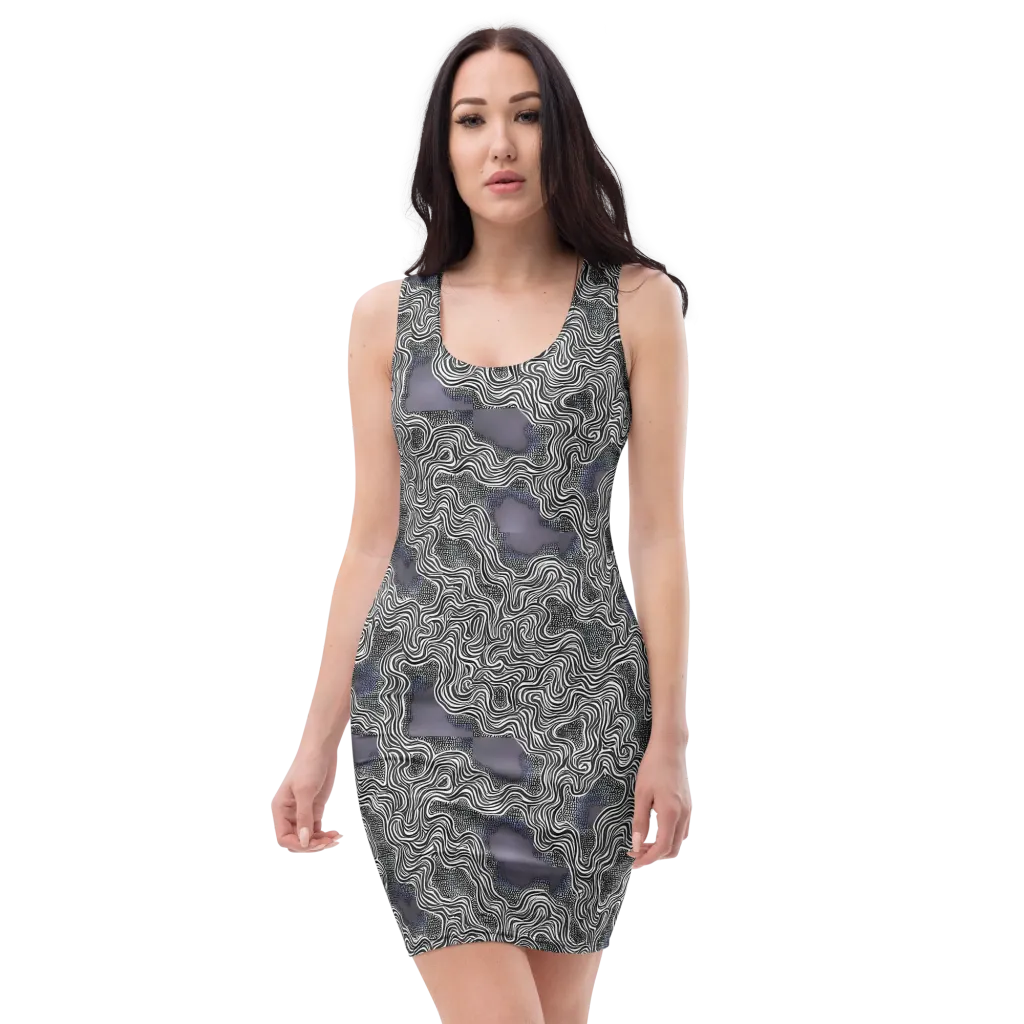 Sinuous Static on Bodycon Dress — Front