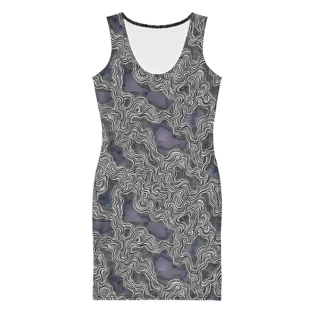 Sinuous Static on Bodycon Dress — Front
