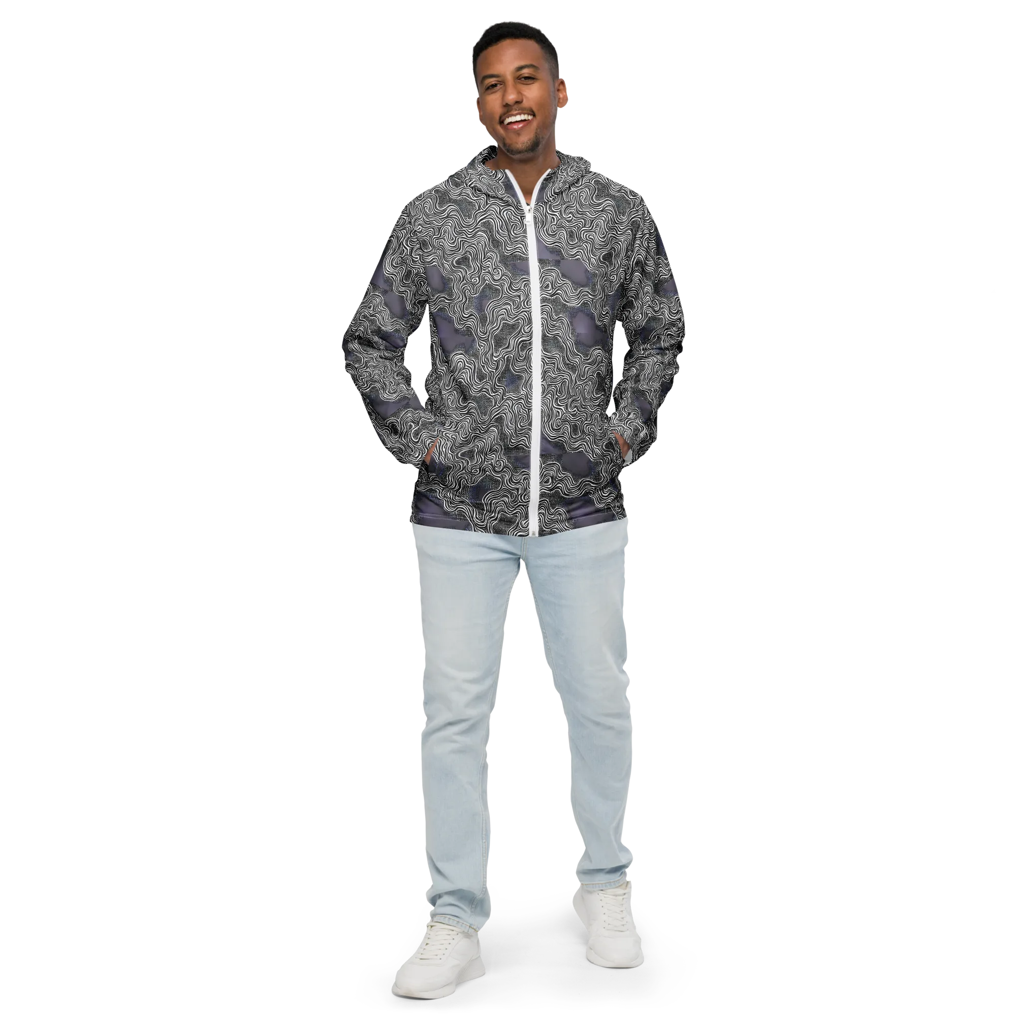 Sinuous Static on Men's Windbreaker — Front