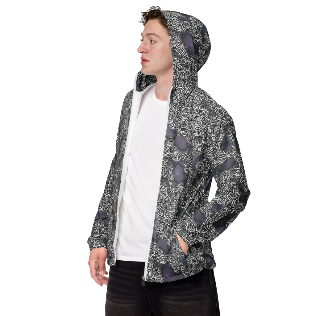 Sinuous Static on Men's Windbreaker — Left Front