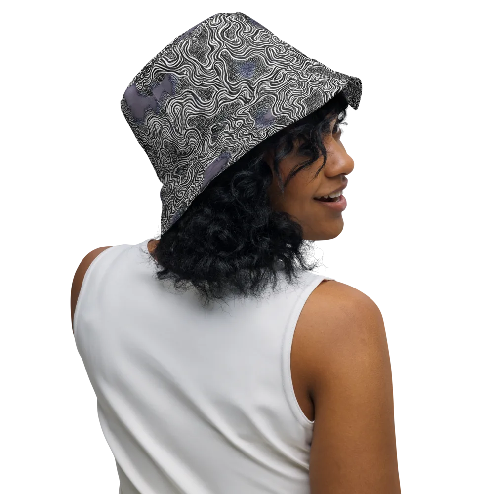 Sinuous Static on Reversible Bucket Hat — Right Outside