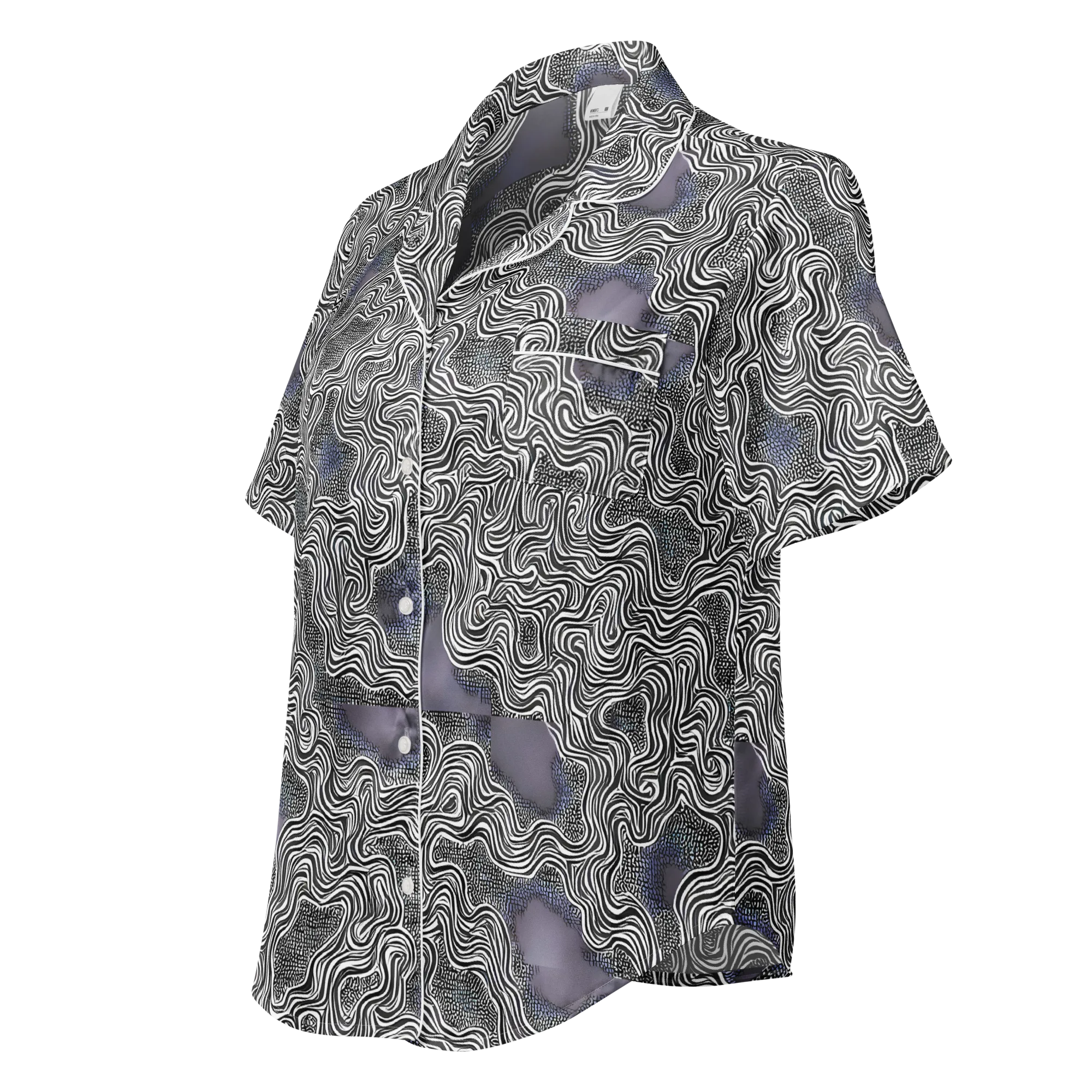 Sinuous Static on Women's Short Sleeve Pajama Top — Left Front