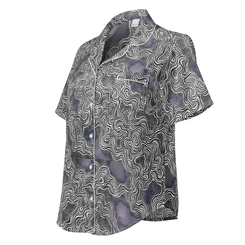 Sinuous Static on Women's Short Sleeve Pajama Top — Left Front