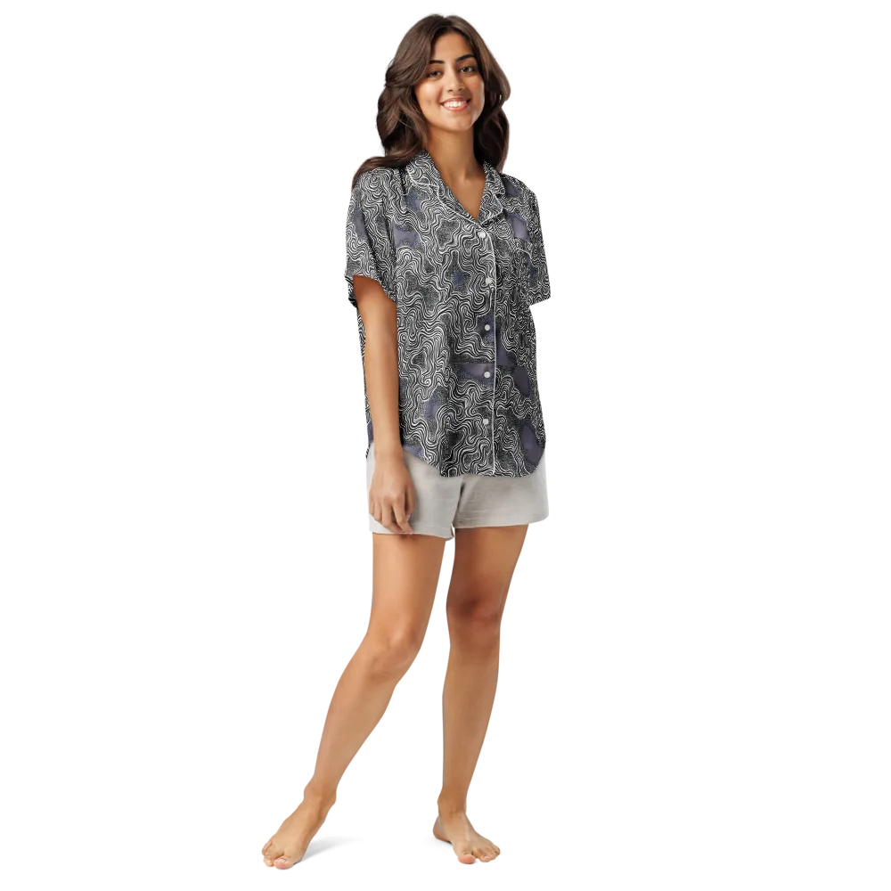 Sinuous Static on Women's Short Sleeve Pajama Top — Front