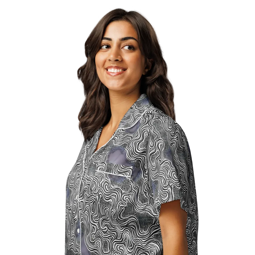 Sinuous Static on Women's Short Sleeve Pajama Top — Left Front