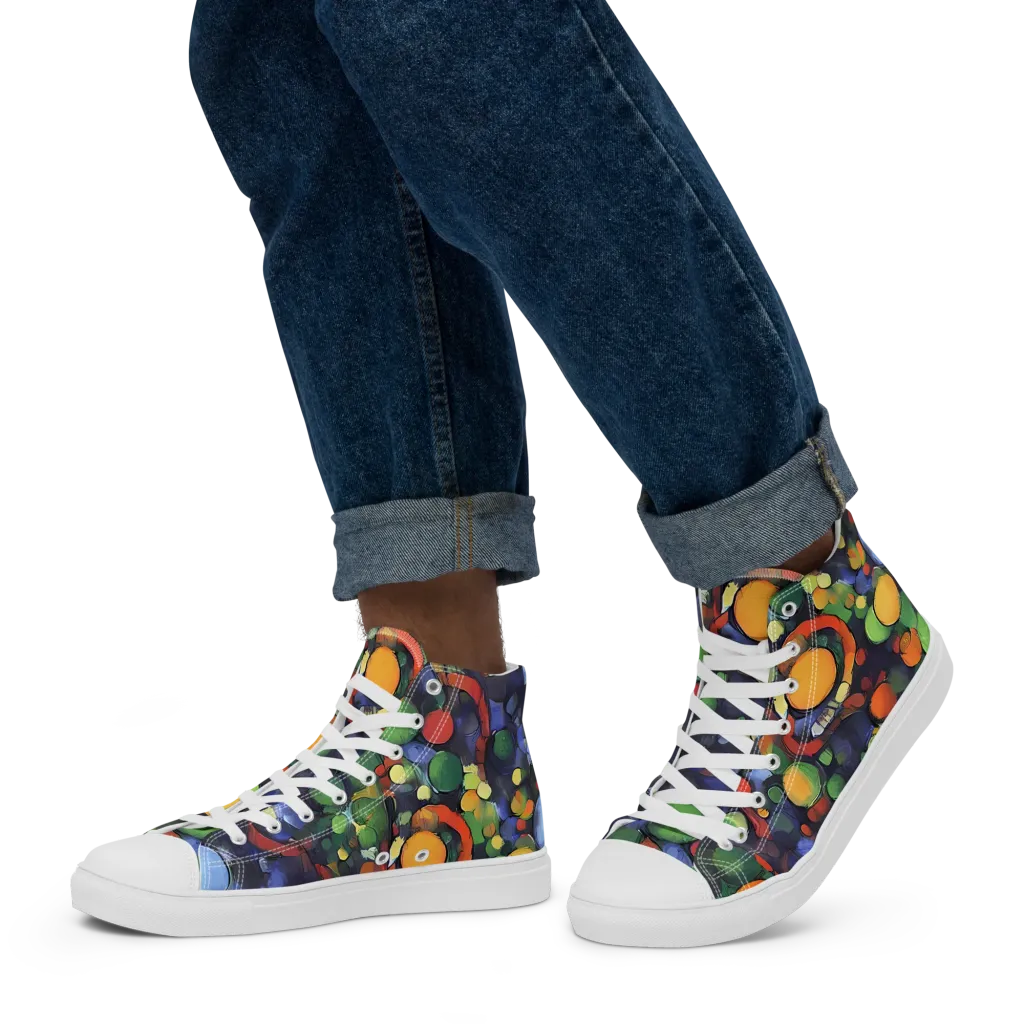Cobalt Harvest on Men's High Top Canvas Shoes — Left