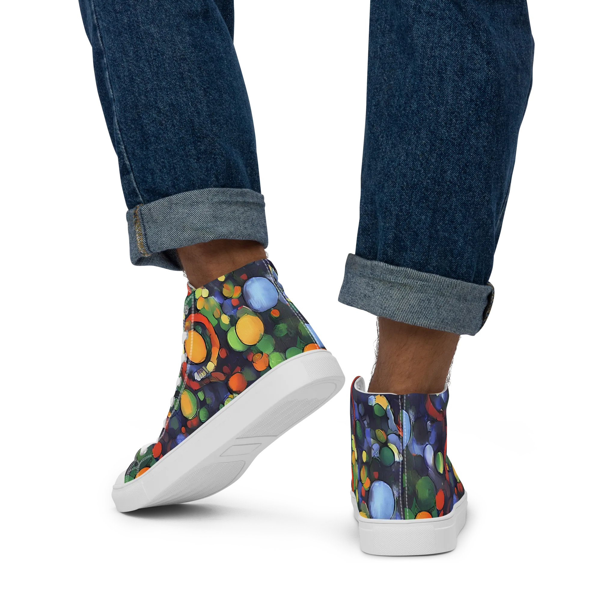 Cobalt Harvest on Men's High Top Canvas Shoes — Back