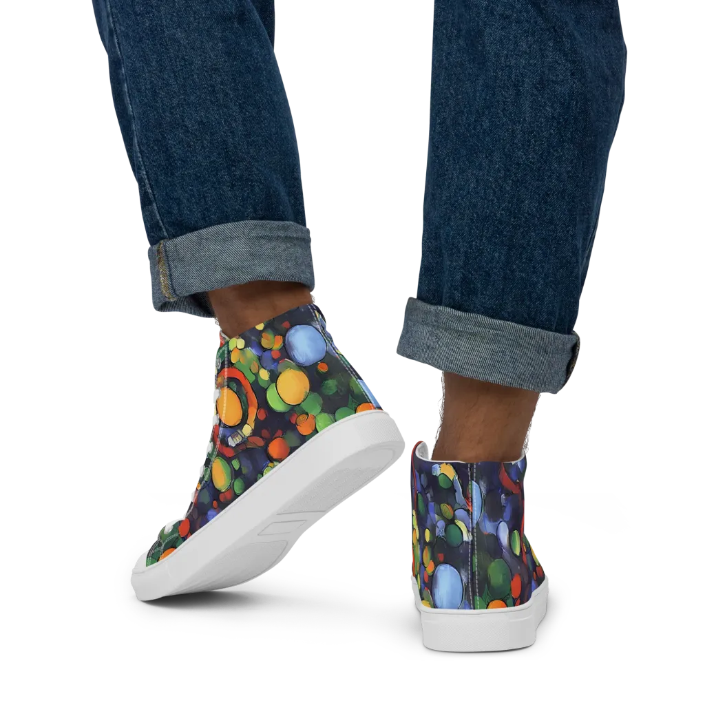 Cobalt Harvest on Men's High Top Canvas Shoes — Back