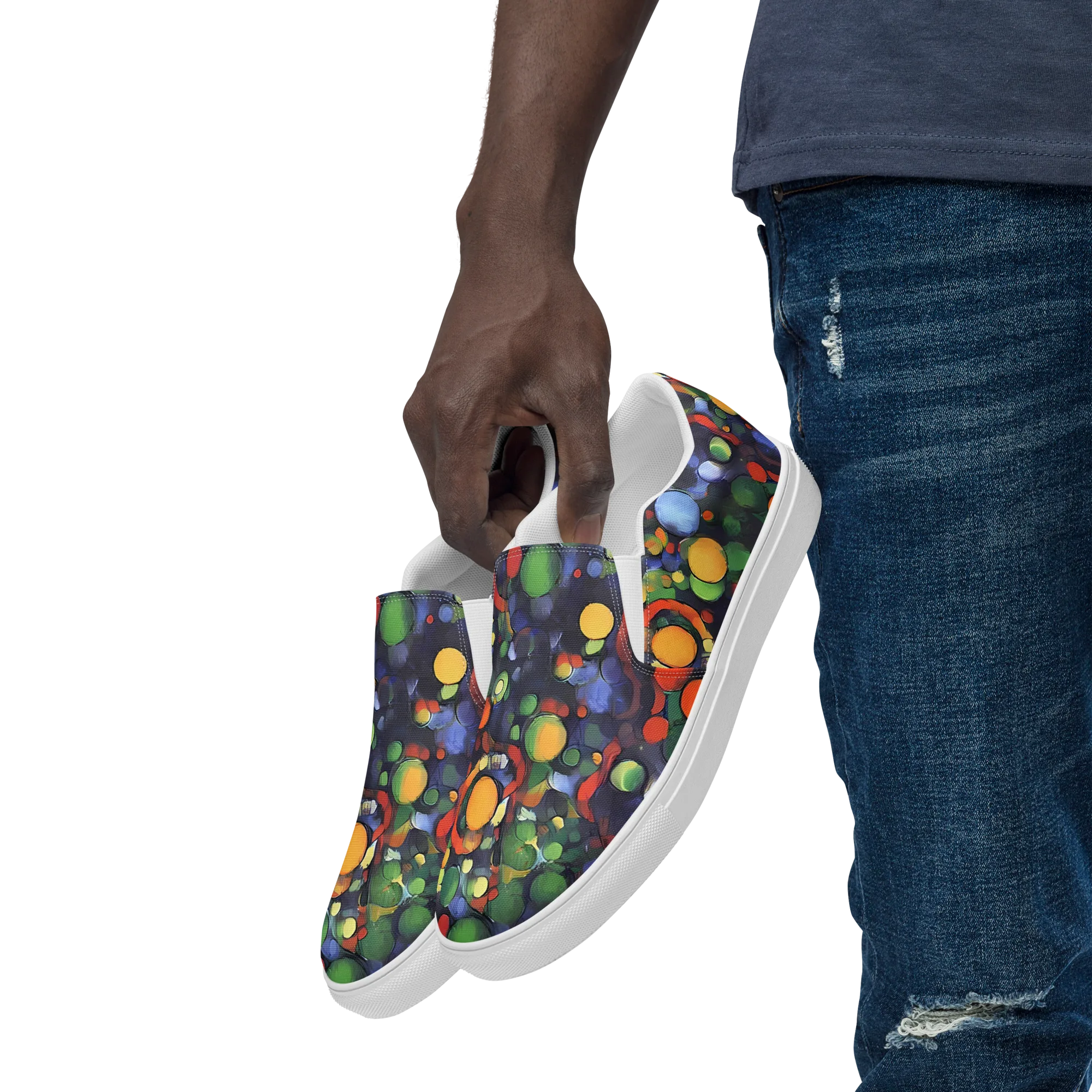 Cobalt Harvest on Men's Slip-On Canvas Shoes — Left Front